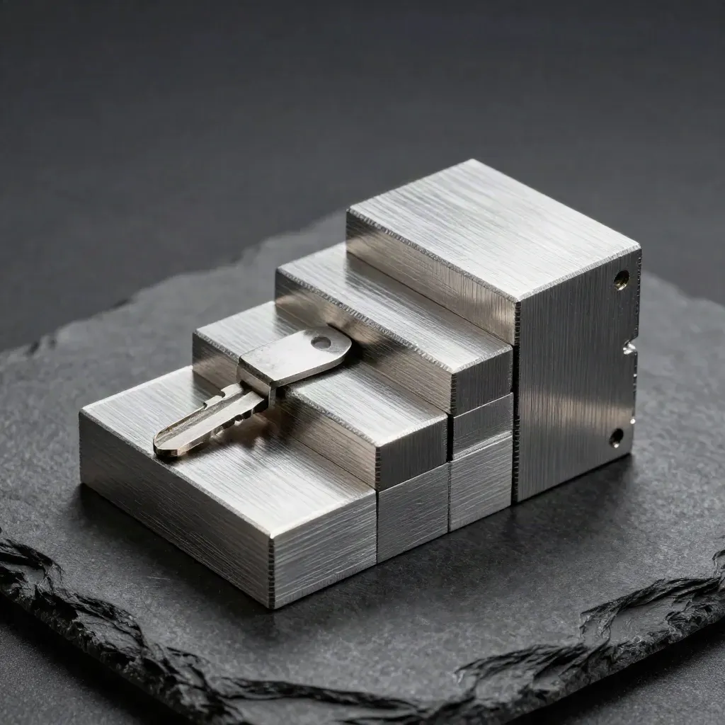 Machined spacer blocks and steel shims descend in a dramatic overhead still life.